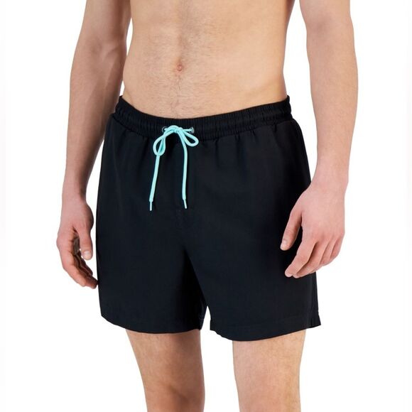 NWT CLUB ROOM | Men's Deep Black Quick-Dry Performance Solid 5" Swim Trunks M - Picture 1 of 6